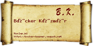 Böcker Kázmér névjegykártya